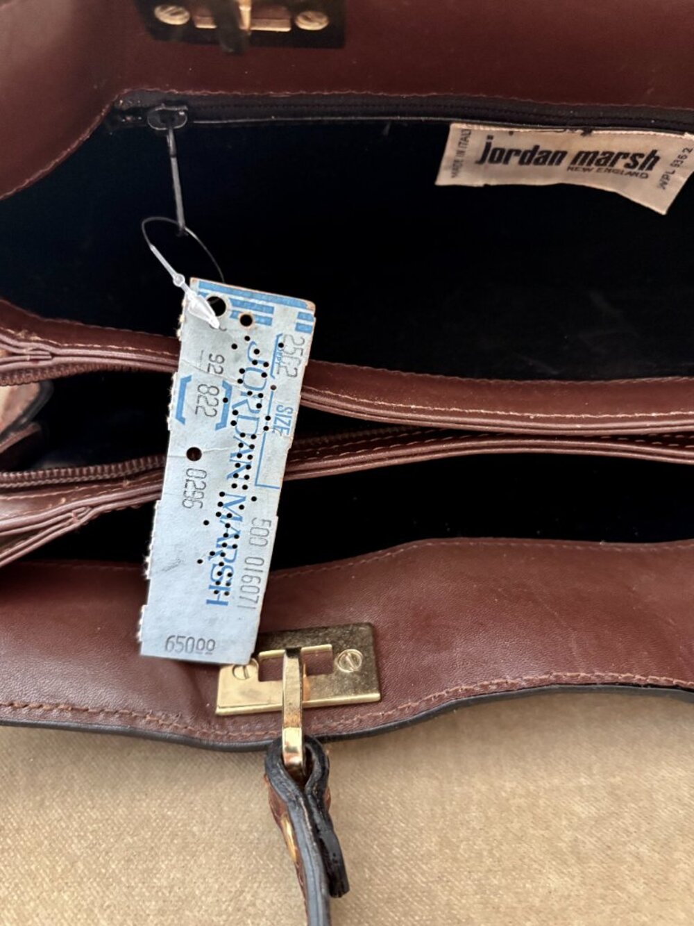 VTG Auth JORDAN MARSH Genuine Crocodile Circa 1960's Luxurious Brown Satchel Bag - Picture 8 of 8